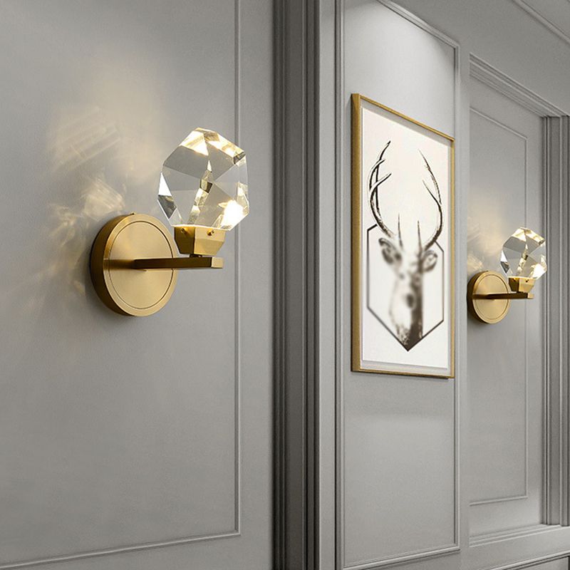 Golden Metallic Lighting Post Modern Crystal Wall Light for Living Room