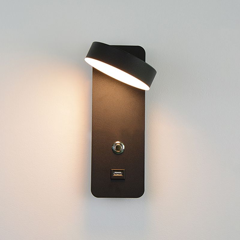 Rotatable Touch Dimming Wall Lamp Nordic Bedside LED Reading Wall Light with USB Port