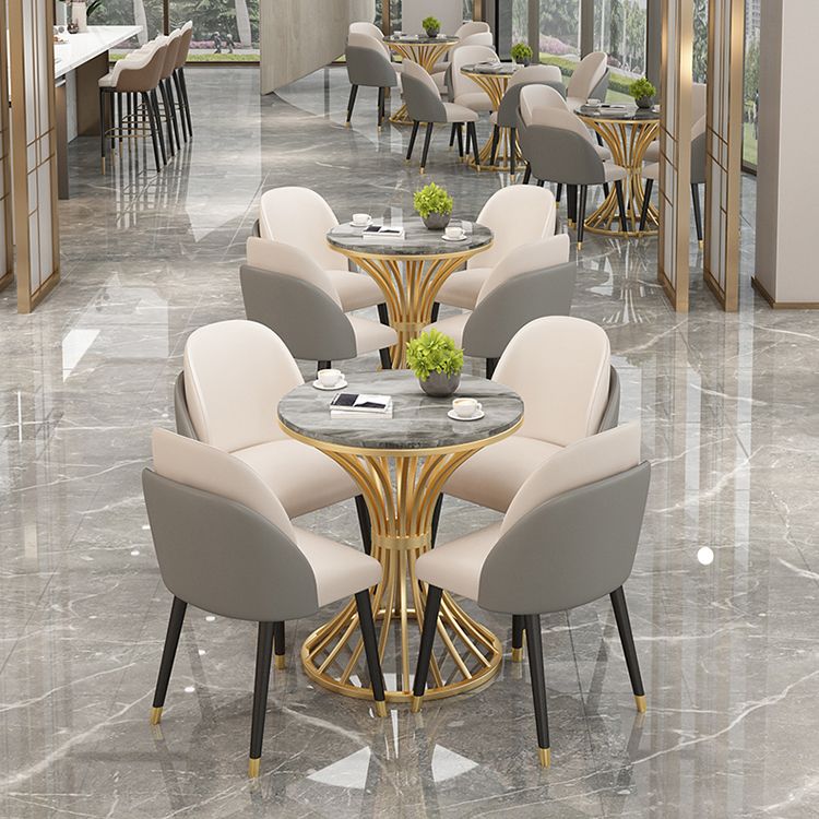 Polished Finish Stone Top Table Set for Home 1/2/3/4/5 Pieces Modern Dinette Set