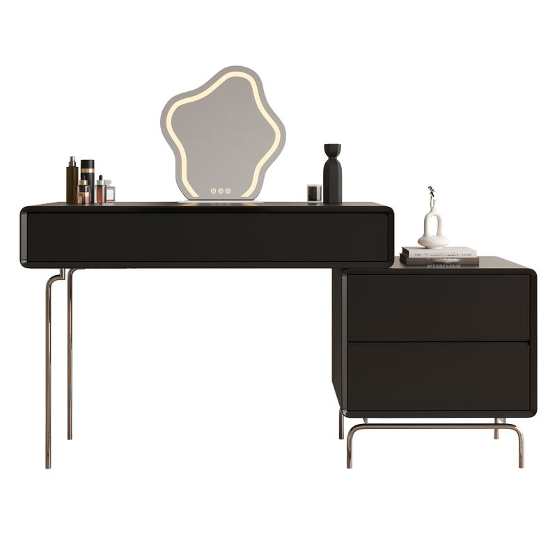 Wood Standing Makeup Vanity Set Lighted Mirror Makeup Vanity