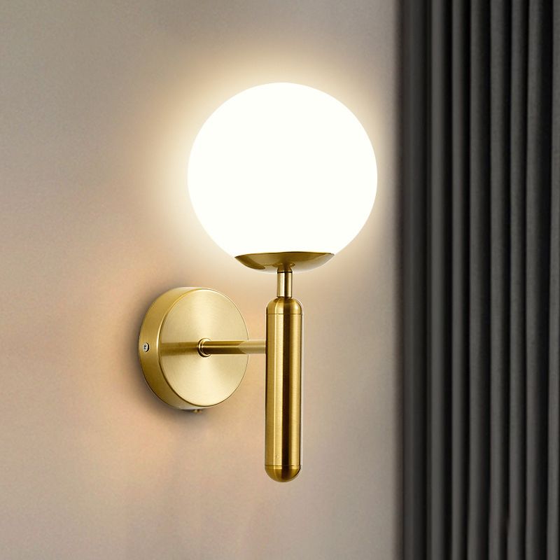 Industrial Bath Vanity Lighting Globe Shaded Golden / Black Vanity Lamp for Bathroom