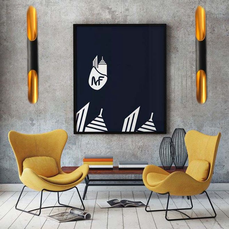 2-Lights Aluminum Sconce Wall Lighting Modern Style Black and White Pipe Wall Sconces
