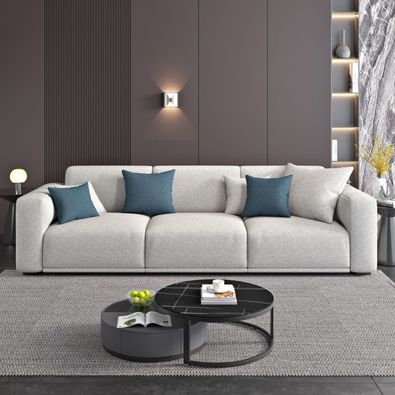 Modern Square Arm Standard Sofa Solid Wood Settee for Living Room