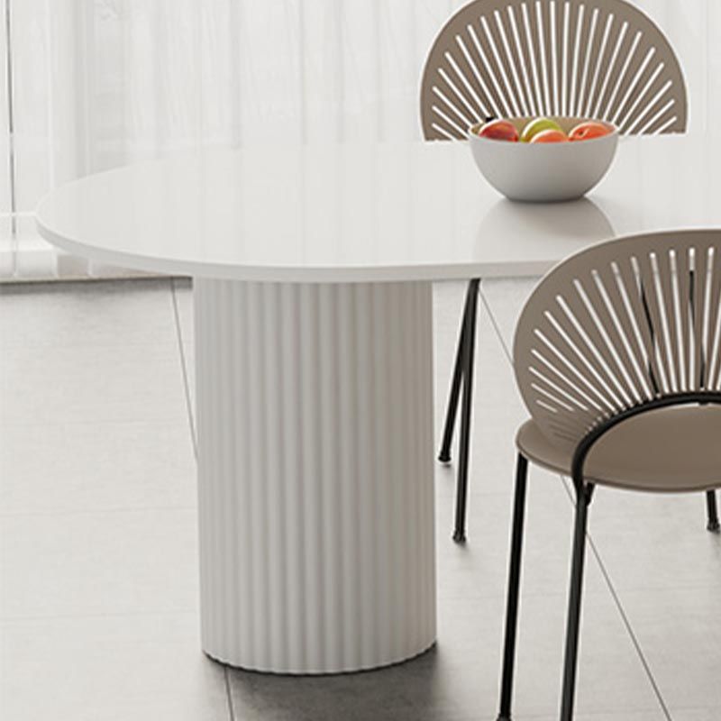 Metal Double Pedestal Table Modern Oval Dining Room Collection in White