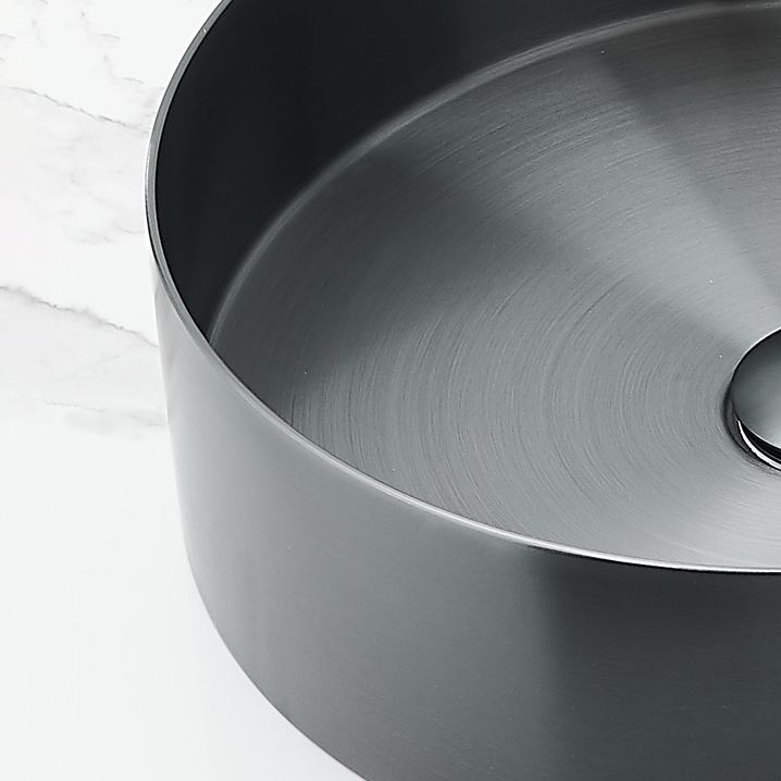 Modern Basin Sink Metal Round with Pop-Up Drain and Faucet Vessel Bathroom Sink
