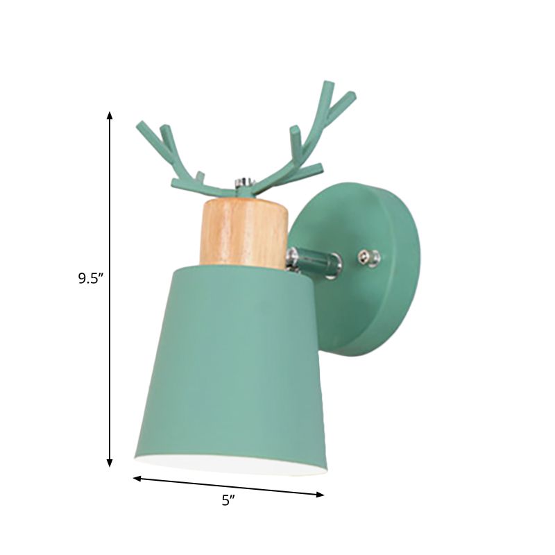 Rotatable Macaron Loft Green Wall Sconce Bucket Shade 1 Head Metal Wall Lamp for Foyer