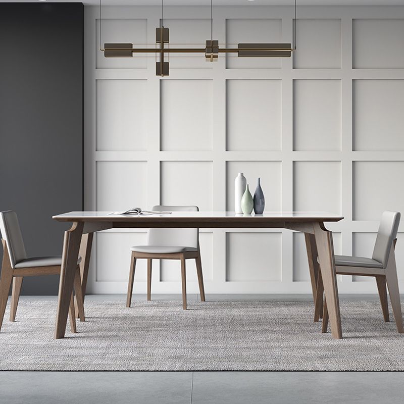 Modern Sintered Stone Top Dining Set Rectangle 1/4/5/7 Pieces Dinette Table Set in Grey