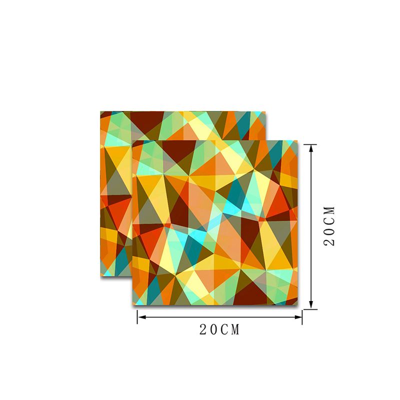 Modern 3D Illusion Peel Wallpapers Orange Geometric Wall Covering for Home, 18 Pieces