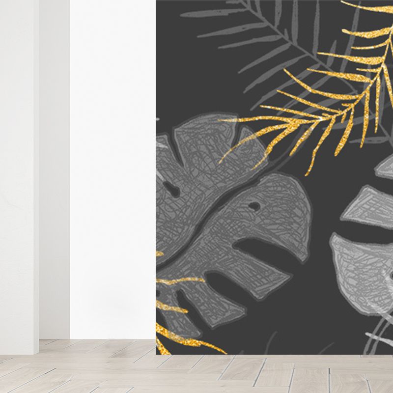 Tropical Style Leaves Mural Wallpaper Light Color Natural Botanical Wall Covering