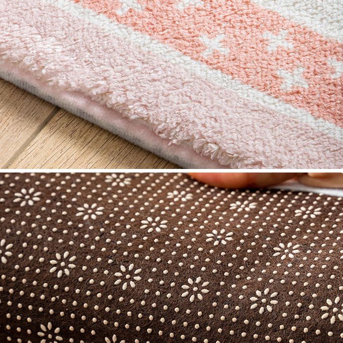 Multi-Color Geometry Area Rug Trendy Striped Carpet Polyester Friendly Washable Area Rug for Bedroom