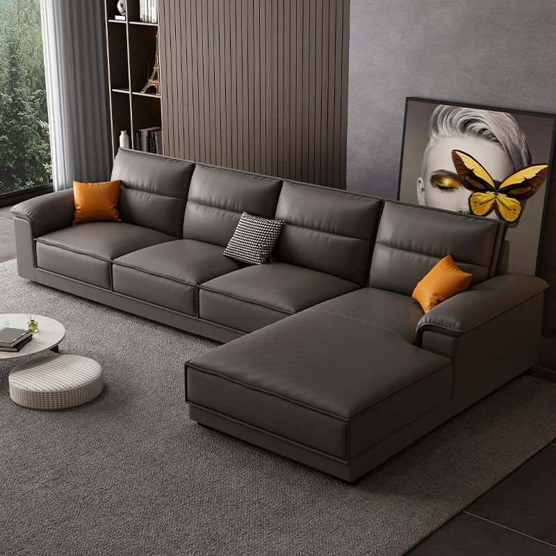 70.87" Faux Leather Pillow Top Arm Sectionals - Grey Sectional Couch