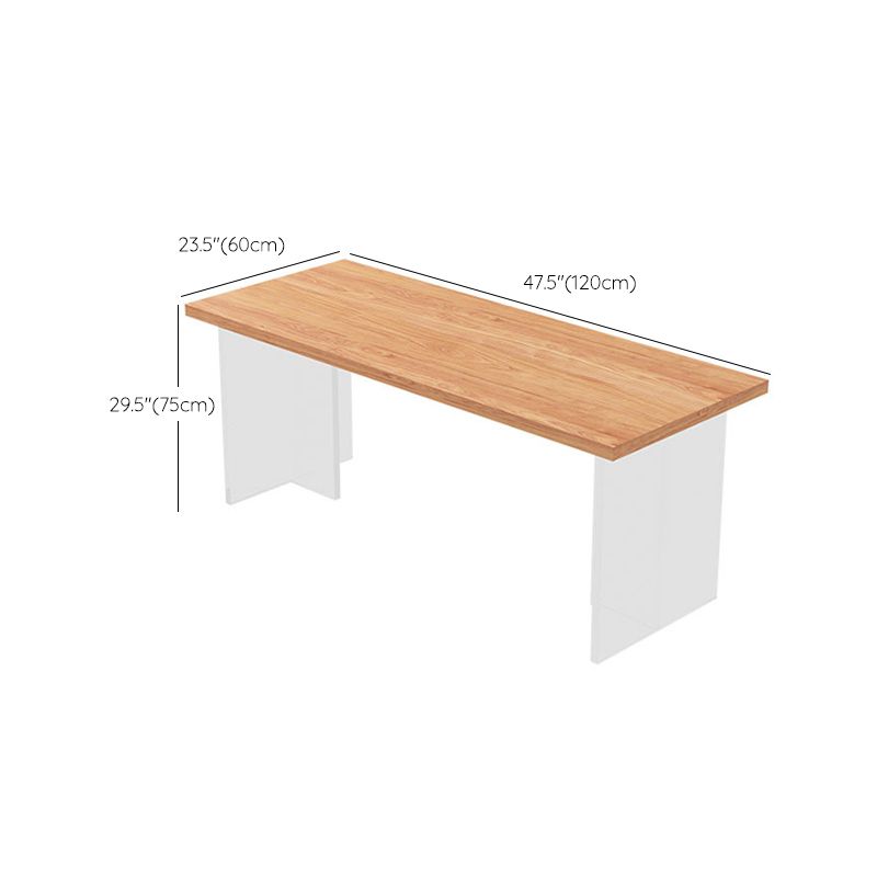Rectangle Double Pedestal Dining Table Medieval Modern Style Wood Table for Living Room