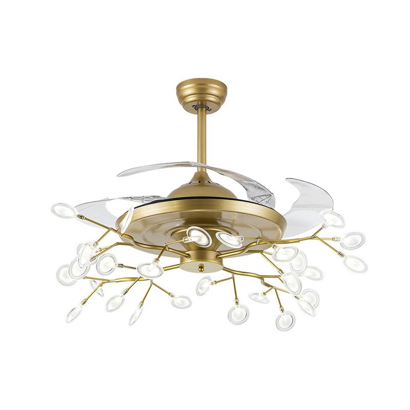 42 "breites Feuerfly -Anhänger -Lüfterlampe Moderner Metall -Esszimmer Halbflush Mount Deckenleuchte