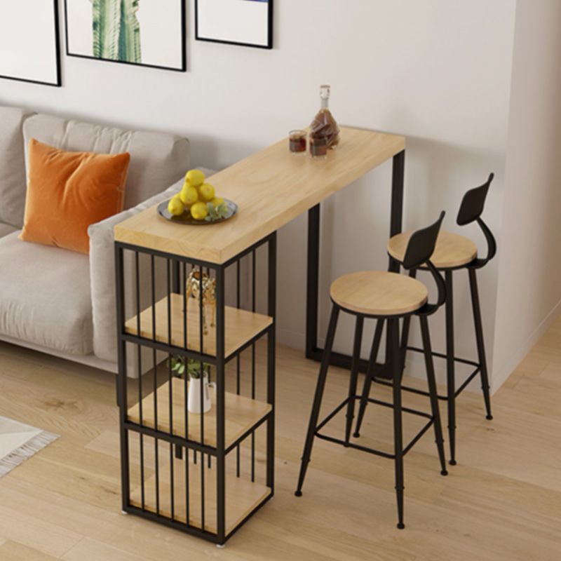 Modern Rectangular 1/3 Pieces Pub Table Set Wooden Counter Table with High Stools