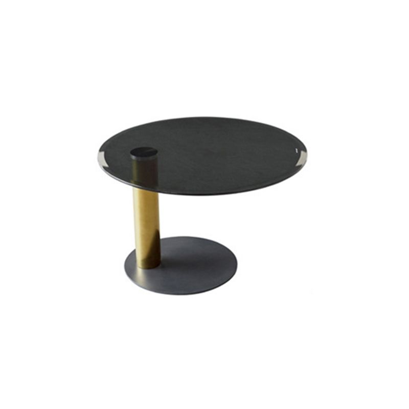 Round Square Block Base Wood/glass Modern Style Coffee Table