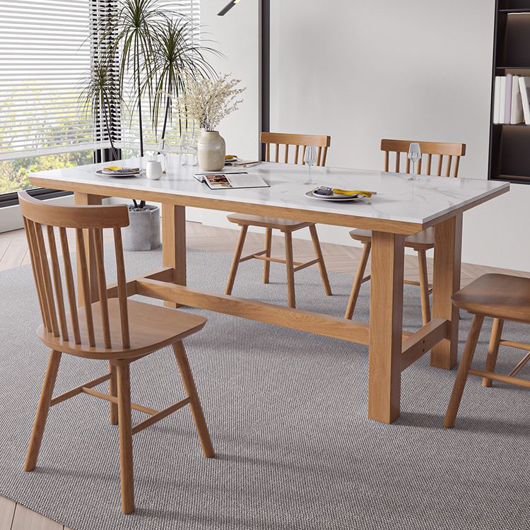 White Stone Top Table Set with Wooden Frame 1/2/5 Pieces Modern Dinette Set