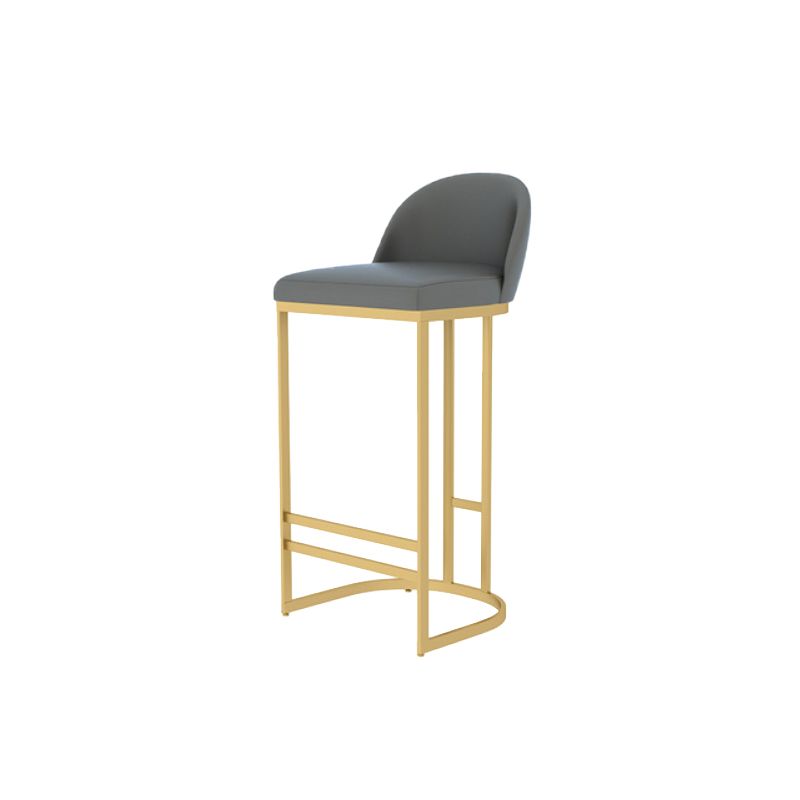Glam Backrest Counter Stool Iron Kitchen Bar Stool with Leather Cushion and Pedal