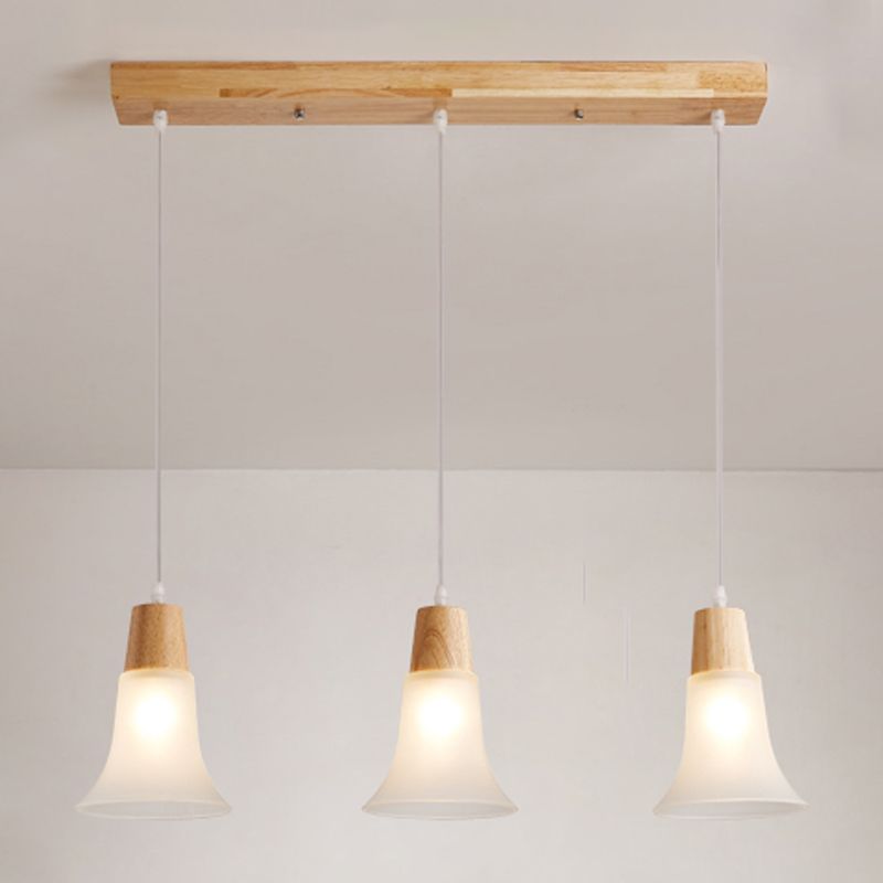 Moderne creatieve hangende lamp houten geometrische hanglamp met mat glazen schaduw