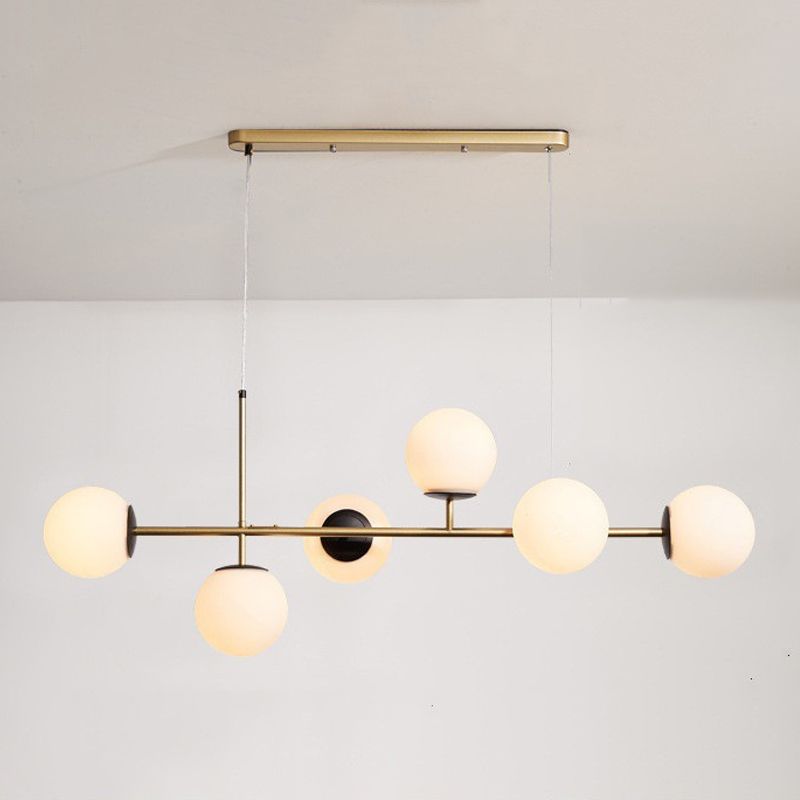 4 / 6 - Light Ceiling Pendant Fixture Metal and Glass Ball Shade Kitchen Island Light