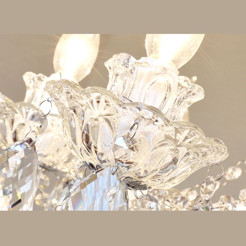 Clear Beveled K9 Crystal Ceiling Hung Fixtures Candlestick Traditional Style Chandelier Lamp