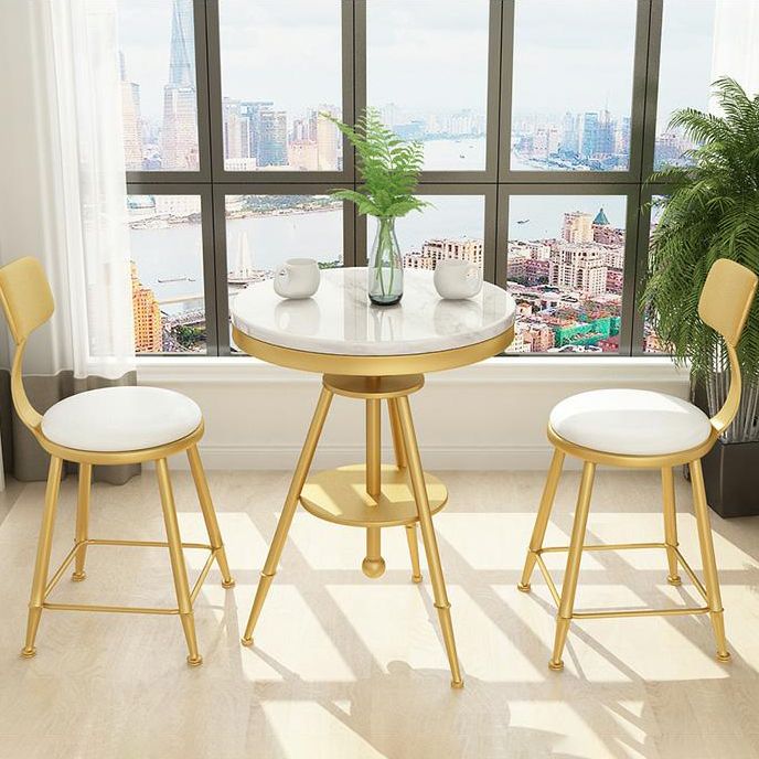 1/3/4/5 Pcs Metal Modern Dining Room Set with Marble Table and Metal Base Dinette Set