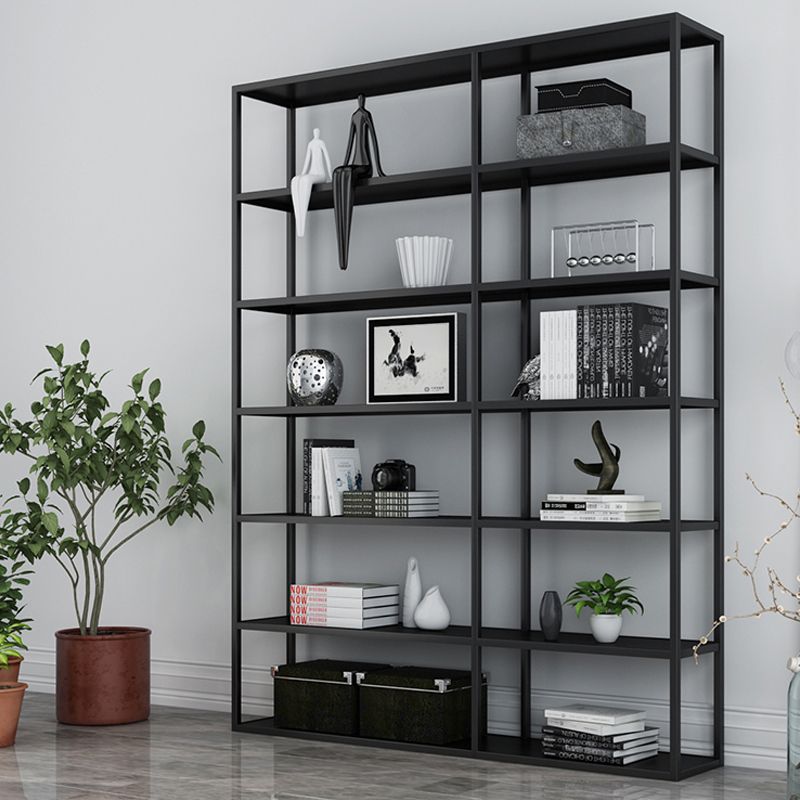 Metal Bookcase Minimalist Book Shelf with Rectangular Shelves