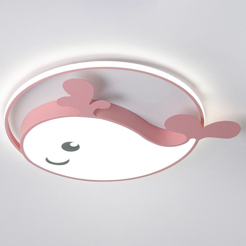 Accesorio de techo LED de delfín acrílico en soporte empotrado de hierro lacado de estilo creativo para niños para dormitorio