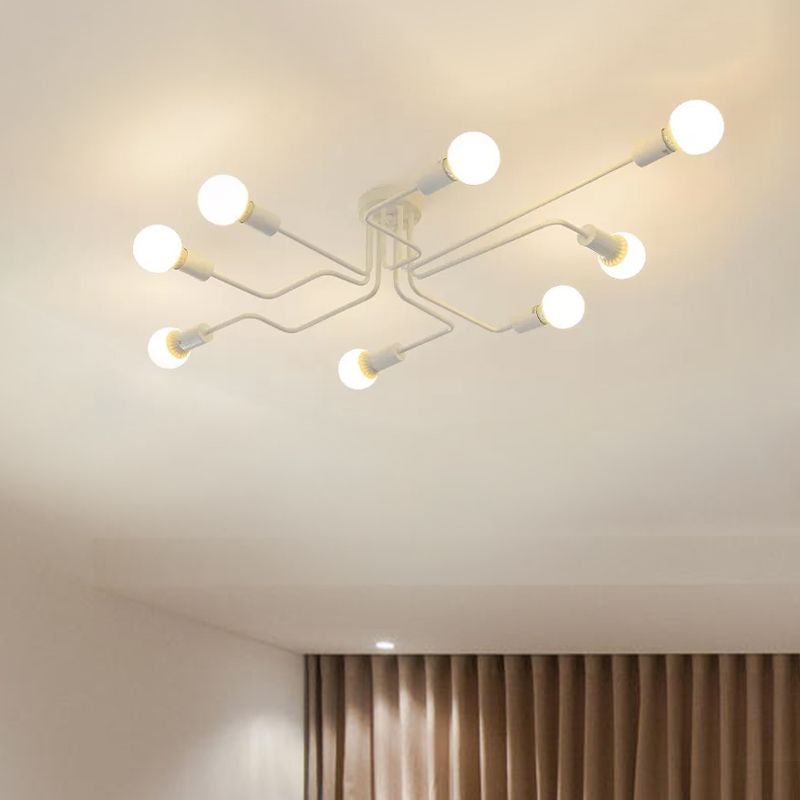 Retro techo expuesto con lámparas semiincorporadas de metal ligero incrustadas 4 / 6, con diseño de latón antiguo / Sputnik negro