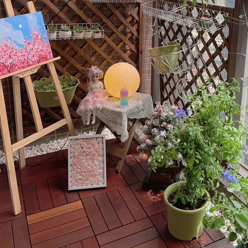 Striped Pattern Snapping Decking Tiles Composite Tile Kit Outdoor Patio