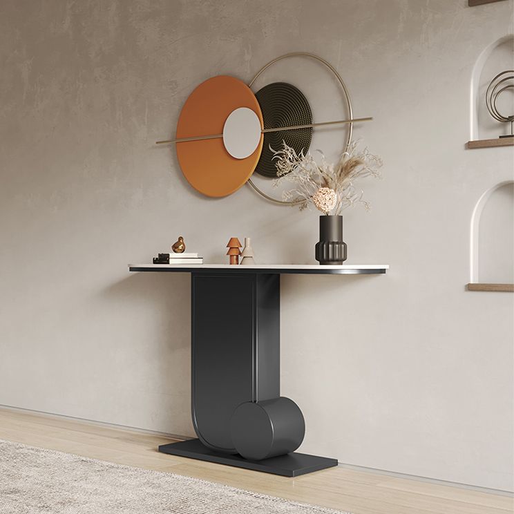 33.46" Tall Hall Accent Table Modern Stone Console Table with 1 Shelf
