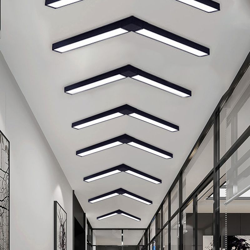 23,5 "/35,5"/47 "Lange LED Hängende Beleuchtung mit schlanker rechteckiger linearer Metallschatten Minimaler Silber/Weiß -Weiß -Deckenlampe, 5"/8 "/12" breit