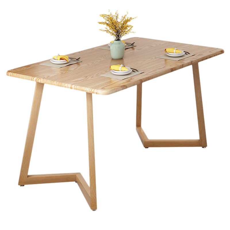 Simple Home Wood Dining Table Rectangle Shape Dining Table with Wood Pedestal Base