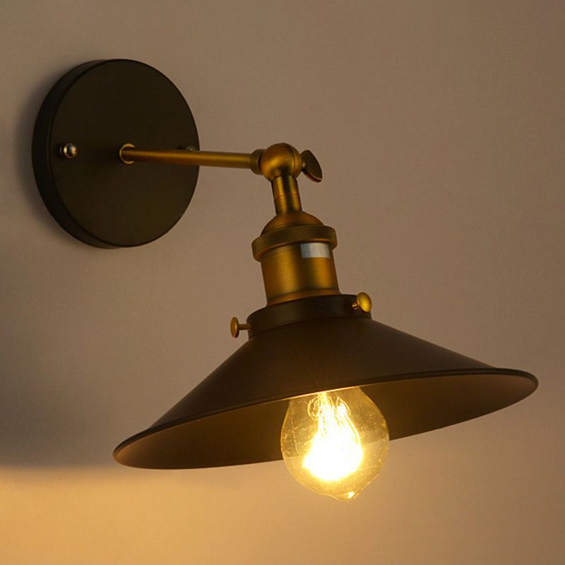 Kegelschatten metallische Wandbeleuchtung antike 1-Licht-Korridorwand Montierung Licht in Schwarz