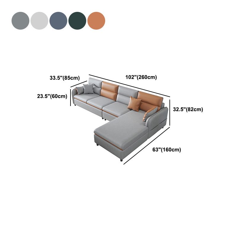 4-Seater Square Arm Sofa & Chaise Faux Leather Sofa with Storage