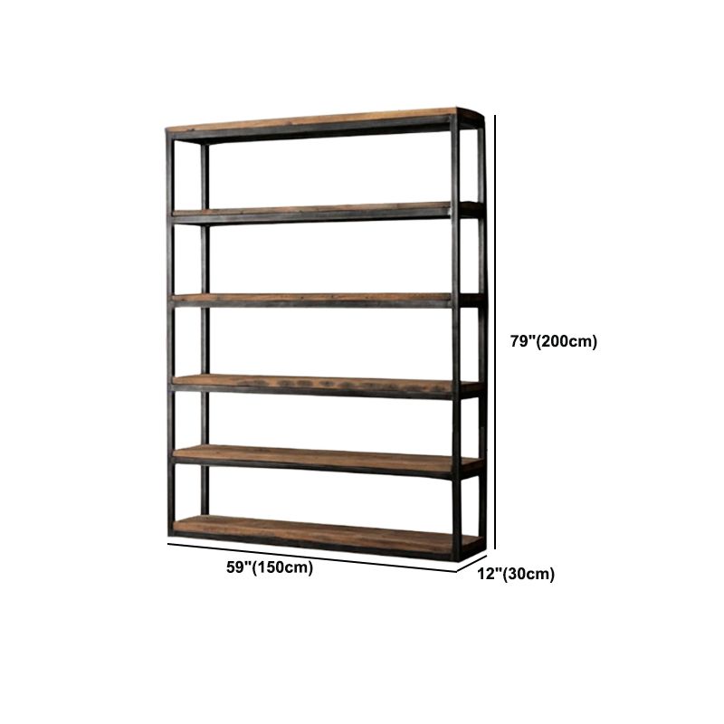 Contemporary Metal and Wood Book Shelf Open Home Shelf Bookcase with Shelves
