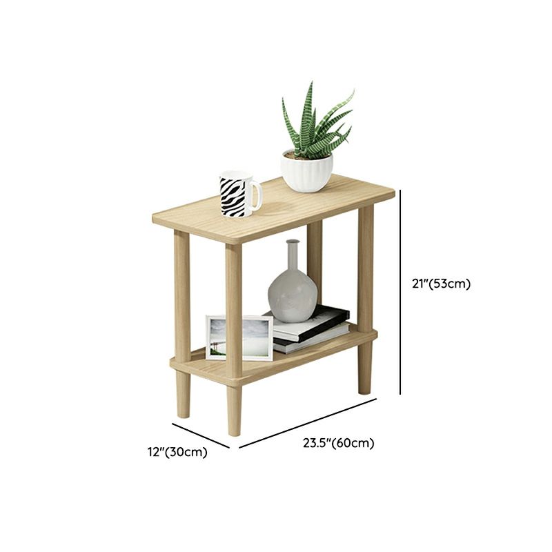 Modern Wood End Slide Table 2-Tier Corner Table with Storage