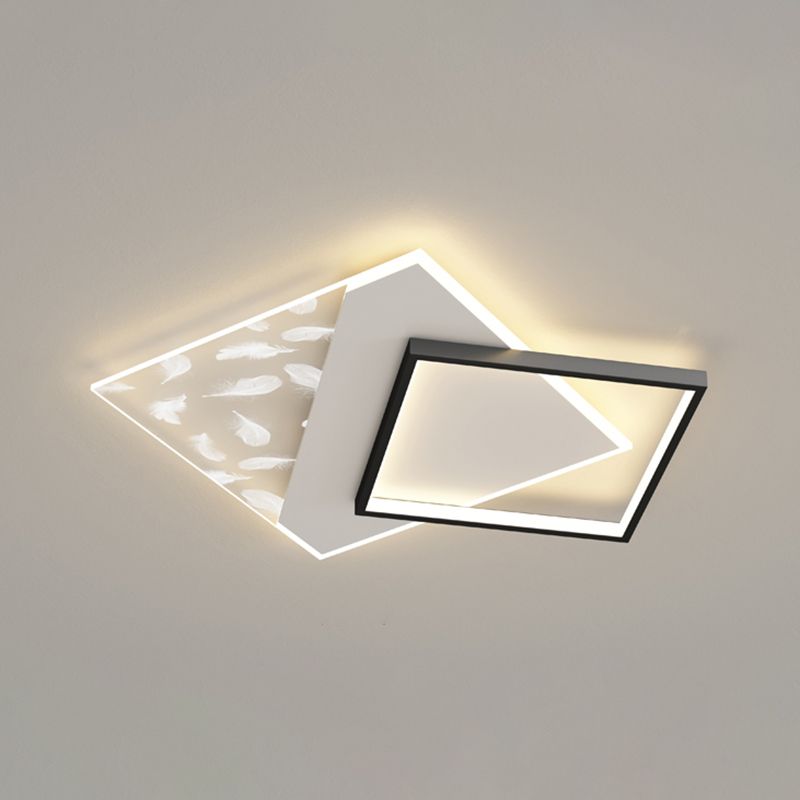 Moderne quadratische Deckenleuchte aus Metall mit 2 Leuchten für das Wohnzimmer