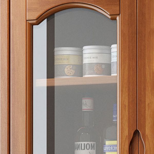 Modern Rubberwood Dining Hutch Glass Doors Hutch Buffet with Drawers for Living Room