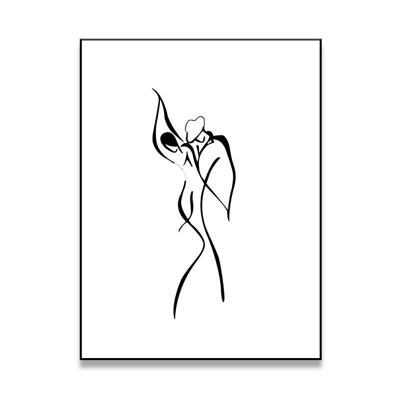 Figure Line Drawing Art Print Black and White Canvas Wall Decor for Home, Texture