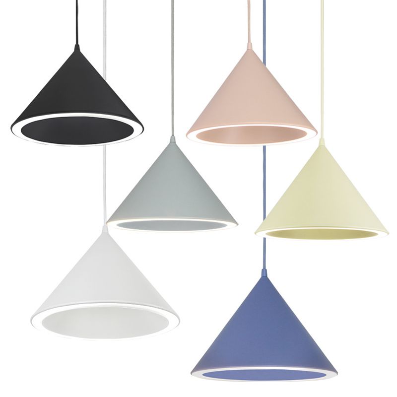 Dinning Room LED Hanging Light Fixture Simple Style Hanging Ceiling Light with Cone Metal Shade