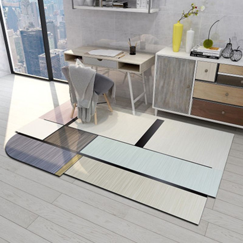 Geometric Shaped Color Block Rug Multi-Color Nordic Carpet Polypropylene Stain Resistant Pet Friendly Non-Slip Rug for Study Room