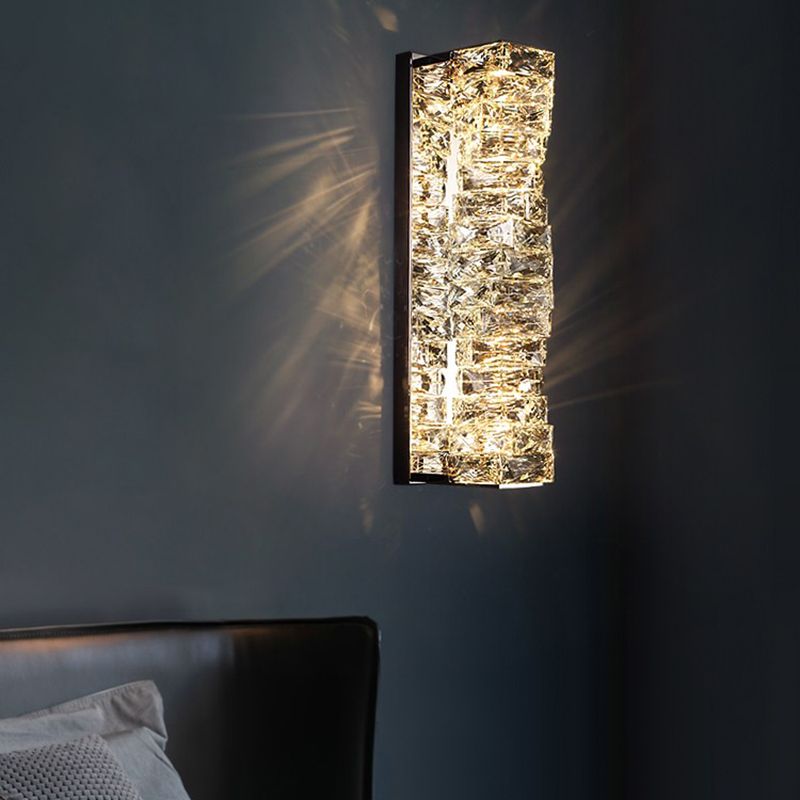 Luz de pared de acero inoxidable moderna Luz de pared geométrica apliques con cristal para sala de estar