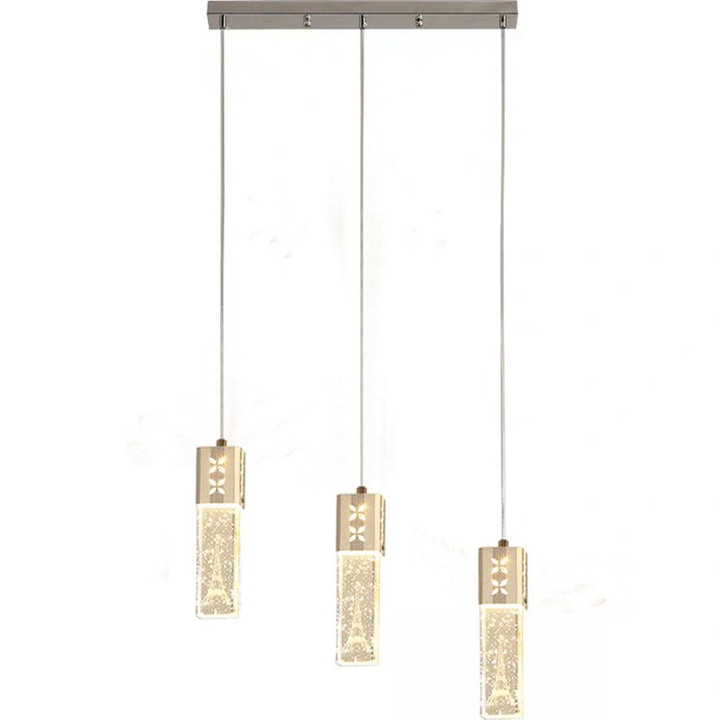 Lineaire hangende verlichtingsarmaturen Moderne 3-lichts heldere suspensielamp met kristalschaduw