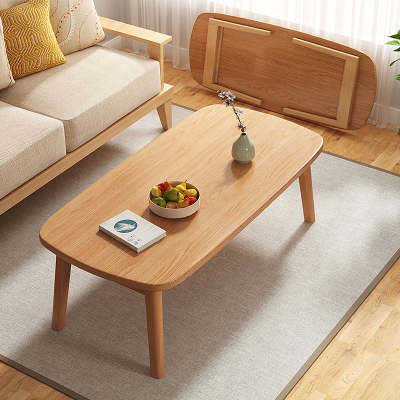 17"H Contemporary Coffee Table Solid Wood Single Cocktail Table