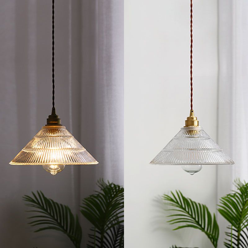 Prismatic Glass Vintage Hanging Pendant Light 1-Light Drop Pendant for Dining Room