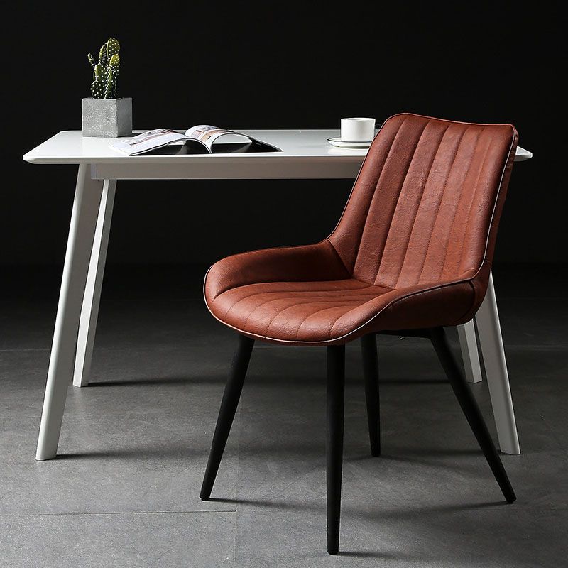 Contemporary Style Dining Chairs Dining Armless Side Chairs with Metal Legs