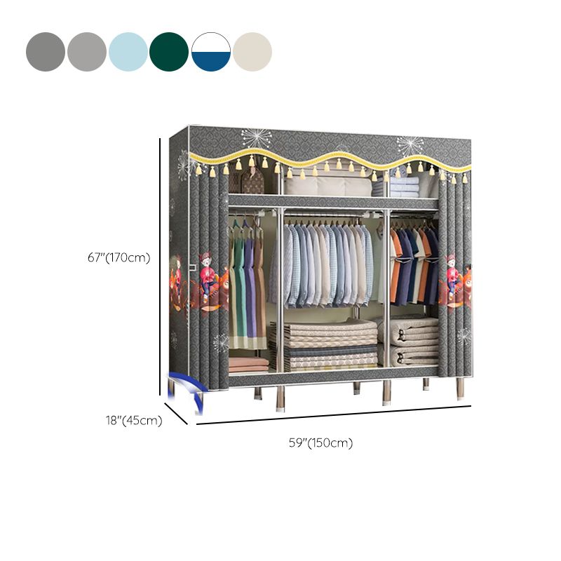 Freestanding Metal Frame Wardrobe Modern Removable Wardrobe with Legs