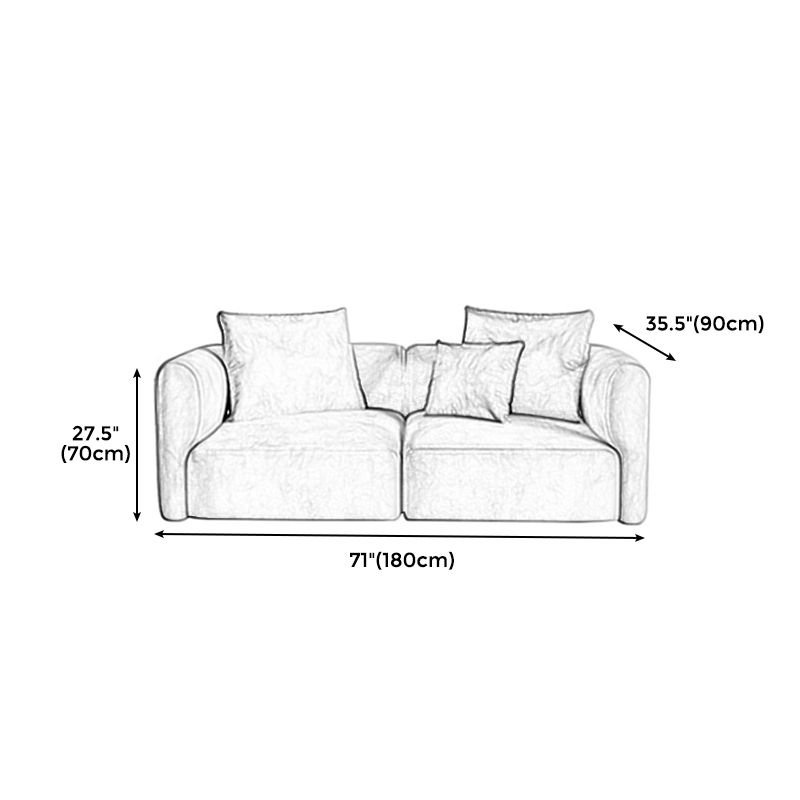 Scandinavian Light-grey Sofa Down Filled Couch with Recessed Arms and Cushions