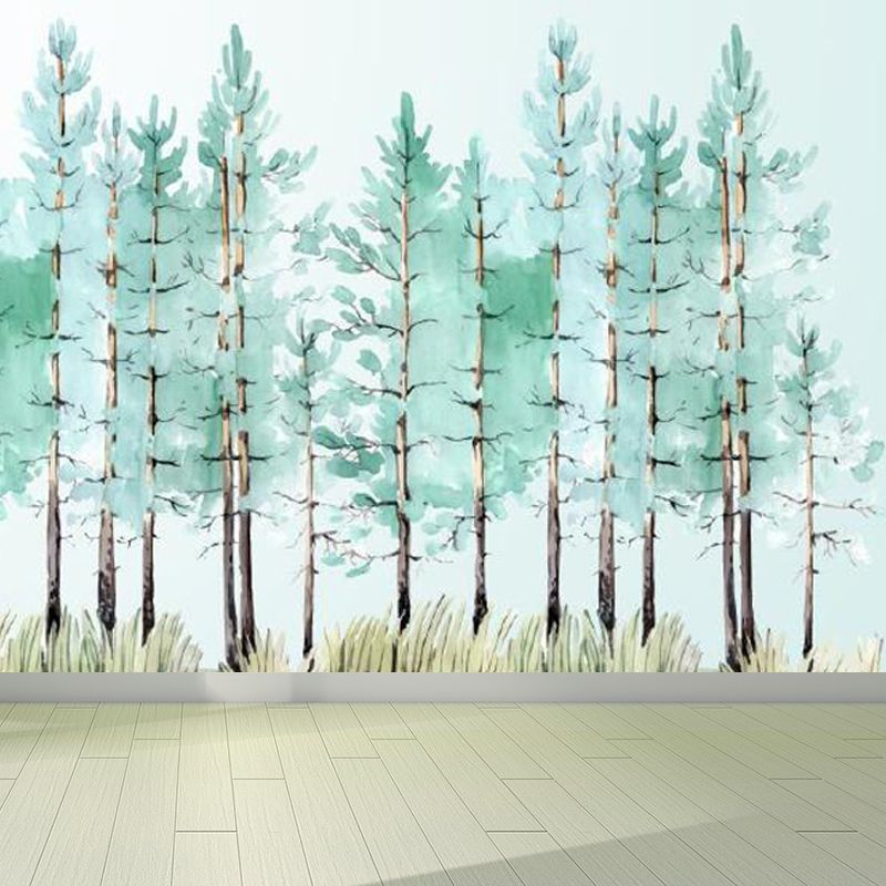 Illustration Botanical Wallpaper Mural for House Interior, Soft Color, Custom Made