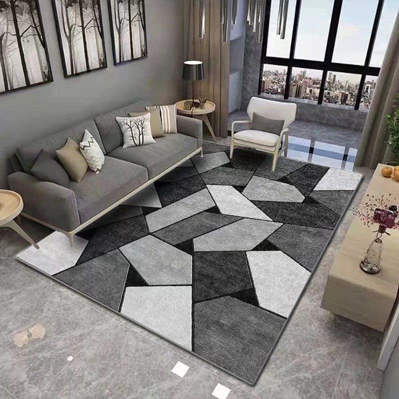 White Living Room Area Carpet Modern Flower Pattern Rug Polyester Non-Slip Backing Area Rug